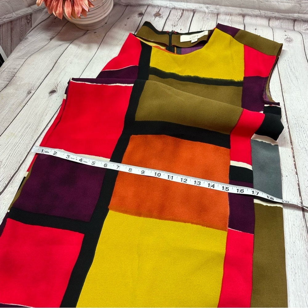 Loft Ann Taylor Color Block Midi Shift Dress Sz 2… - image 8